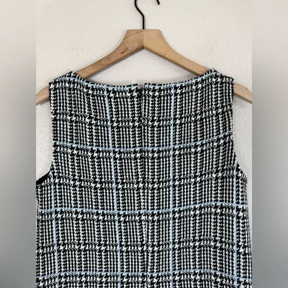 St John Prince Of Wales Black White Houndstooth Wool Shift Dress US 8 $995